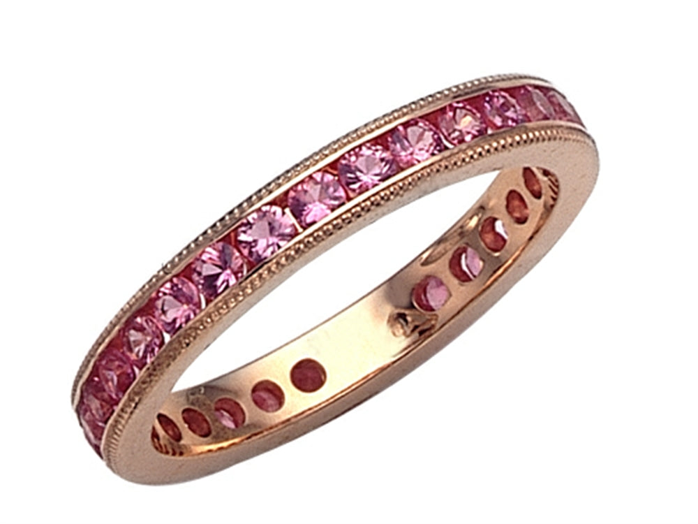 Karina B Genuine Pink Sapphire Eternity Band With Millgrain