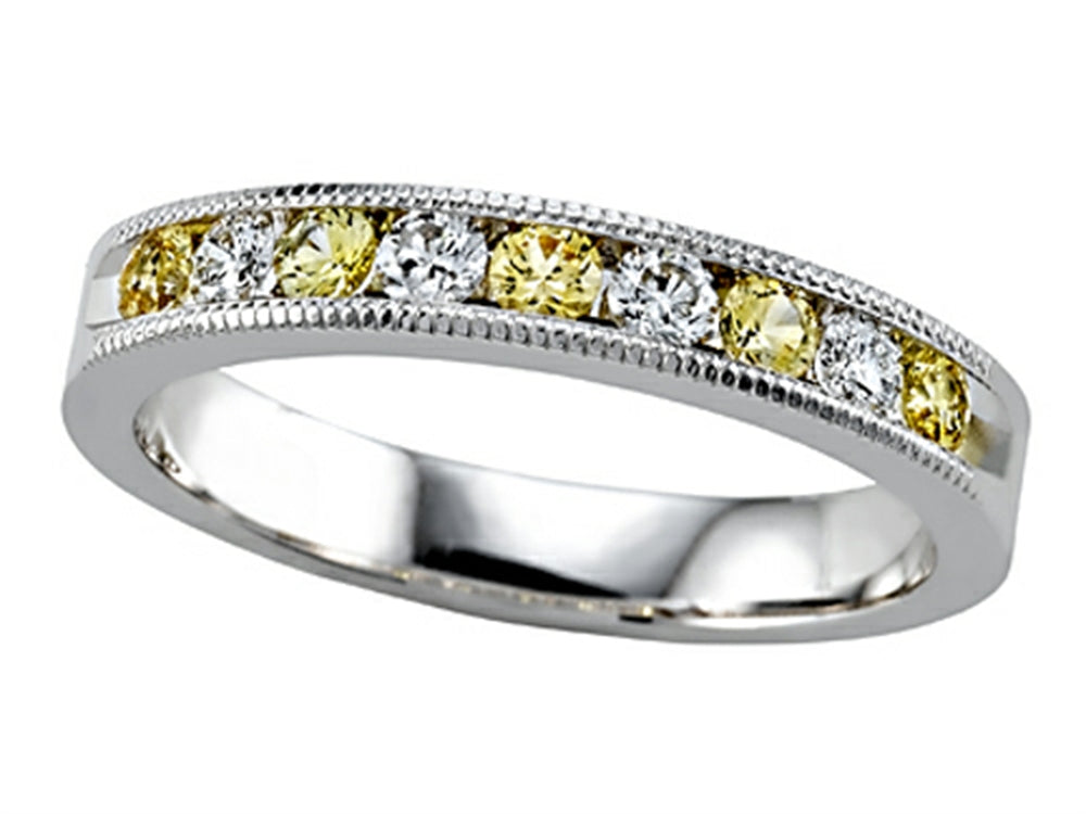 Karina B Diamond and Yellow Sapphire Band W/milgrain