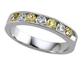 Karina B Diamond and Yellow Sapphire Band With Milgrain