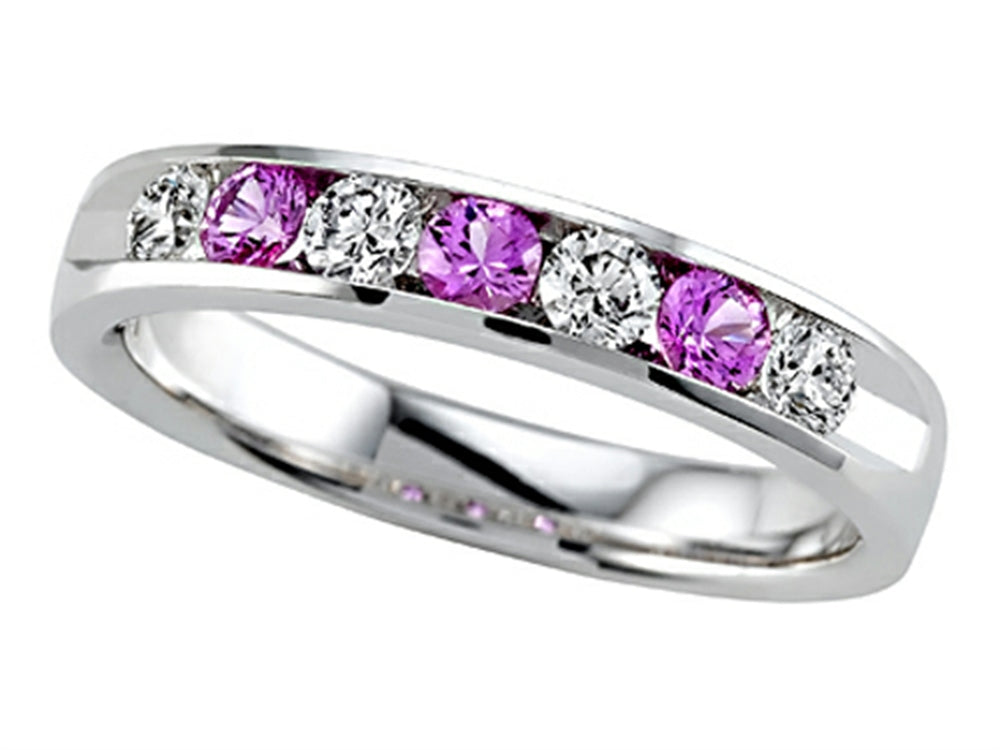 Karina B Round Diamond and Pink Sapphire Band