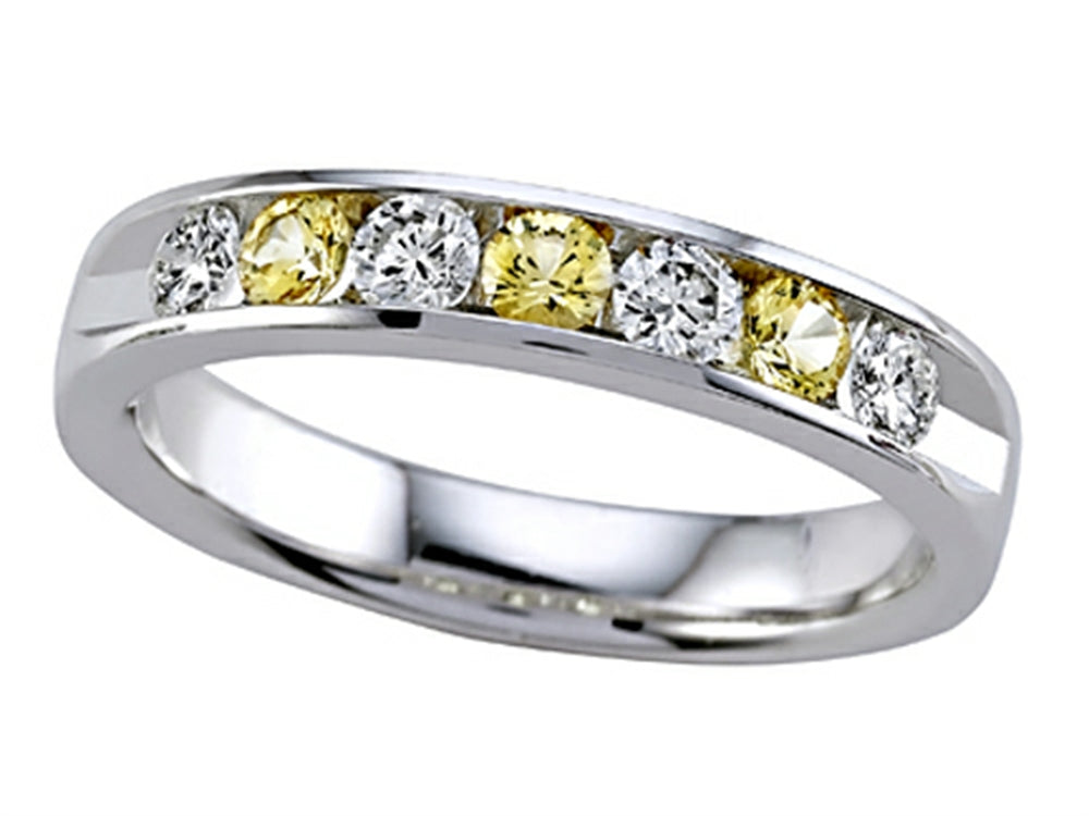 Karina B Round Diamond and Yellow Sapphire Band
