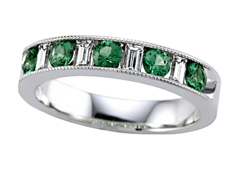Karina B Diamond Baguette and Tsavorite Round Band W/milgrain