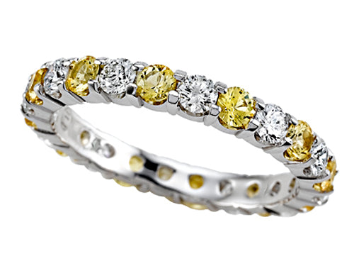 Karina B Round Diamond and Yellow Sapphire Eternity Band