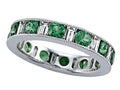 Karina B Baguette Diamond and Round Tsavorite Eternity Band With Milgrain