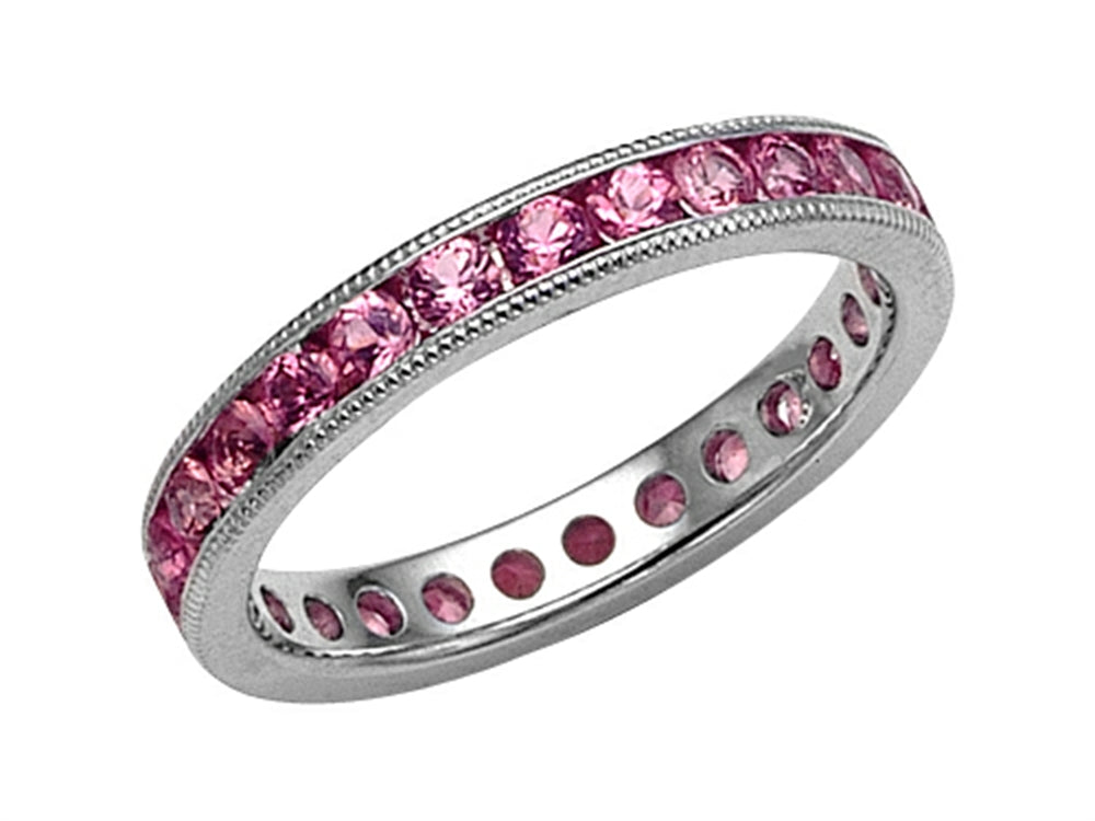 Karina B Genuine Pink Sapphire Eternity Band With Millgrain