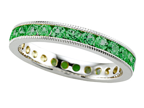 Karina B Genuine Tsavorite Eternity Band With Millgrain