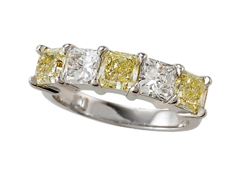 Karina B Fancy Yellow and White Radiant Cut Partial Way Band