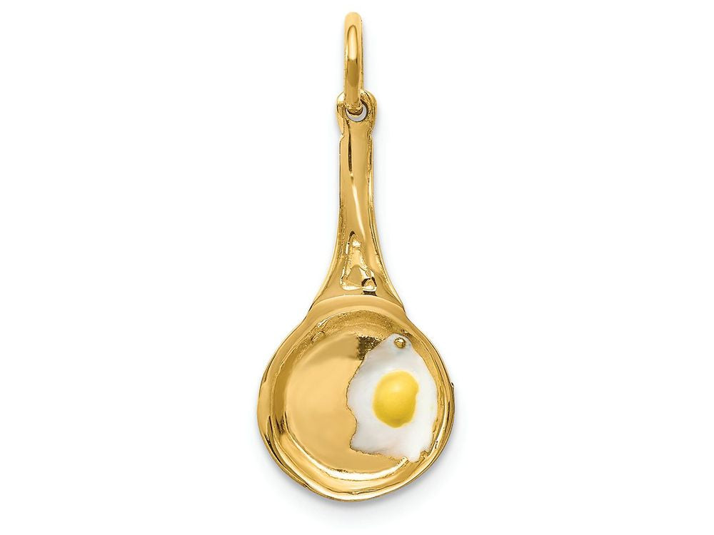 FJC Finejewelers 14k Yellow Gold Frying Pan with Enameled Egg Charm
