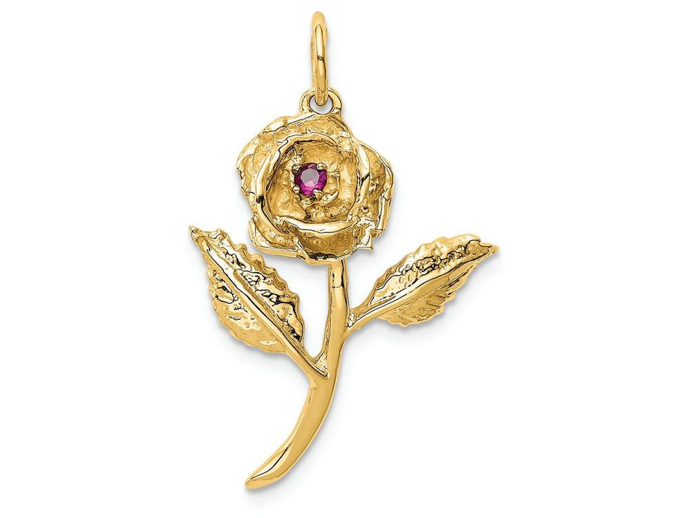 FJC Finejewelers 14k Yellow Gold CZ Rose Charm