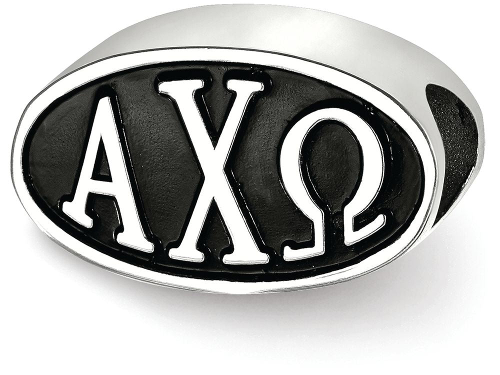 LogoArt Sterling Silver 15.25mm Alpha Chi Omega Oval Letters Bead Charm