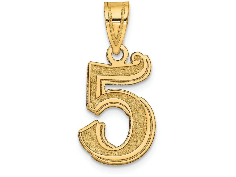 FJC Finejewelers 14k Yellow Gold Polished Etched Number 5 Charm