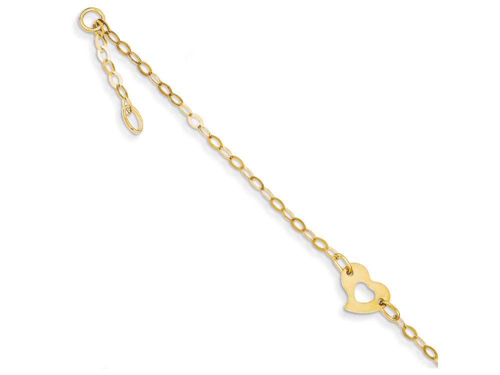 FJC Finejewelers 10 Inch 14k Yellow Gold Polished Heart Anklet
