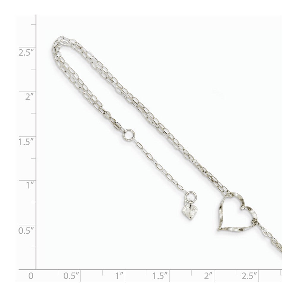 FJC Finejewelers 9 Inch 14k White Gold Double Strand Heart Anklet (Smaller Ankles)