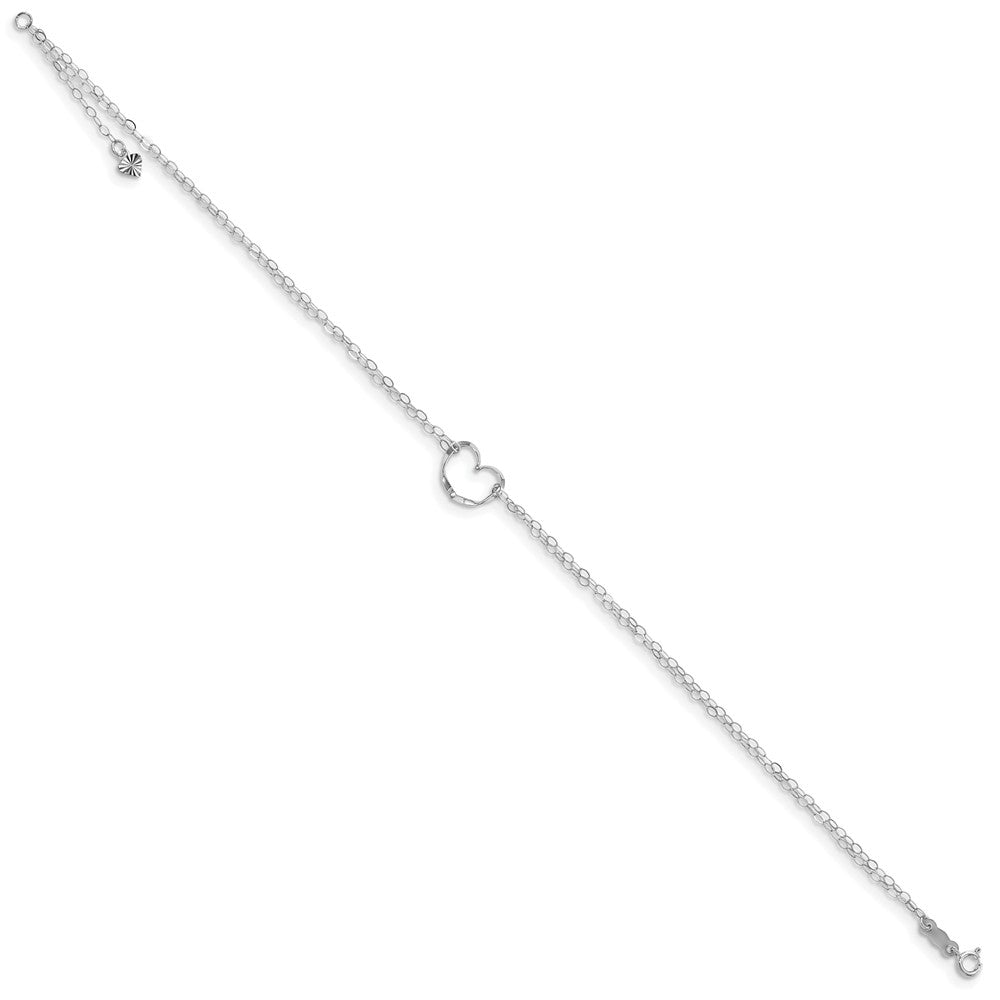 FJC Finejewelers 9 Inch 14k White Gold Double Strand Heart Anklet (Smaller Ankles)