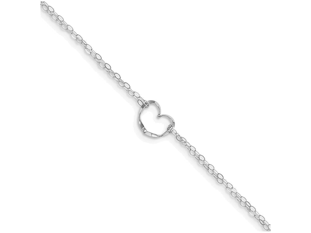 FJC Finejewelers 9 Inch 14k White Gold Double Strand Heart Anklet (Smaller Ankles)