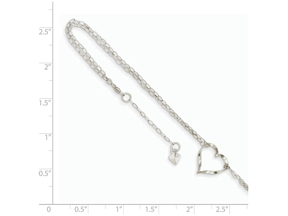 FJC Finejewelers 9 Inch 14k White Gold Double Strand Heart Anklet (Smaller Ankles)