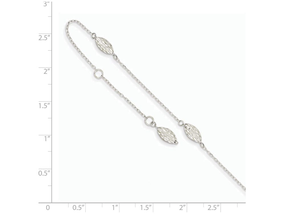 FJC Finejewelers 9 Inch 14k White Gold Puffed Rice Bead Anklet (Smaller Ankles)