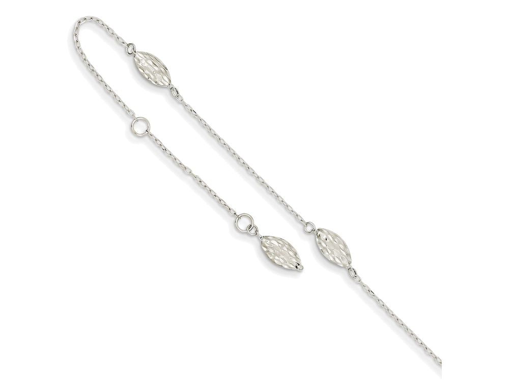 FJC Finejewelers 9 Inch 14k White Gold Puffed Rice Bead Anklet (Smaller Ankles)