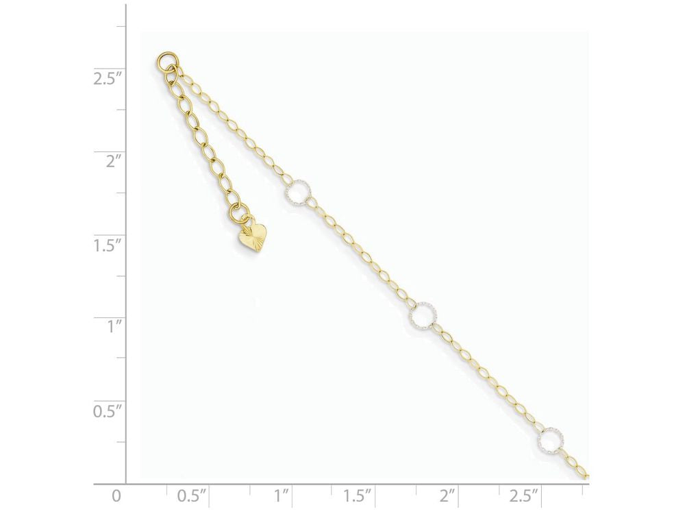 FJC Finejewelers 9 Inch 14 kt Two Tone Gold Adjustable Circle Anklet (Smaller Ankles)