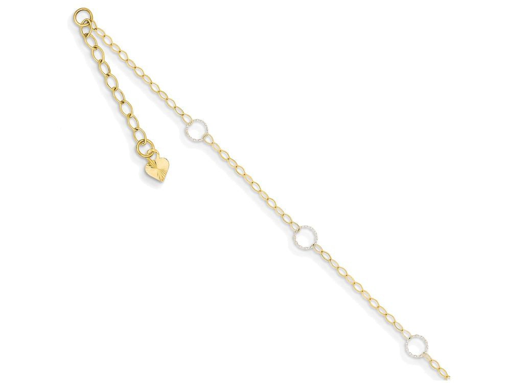 FJC Finejewelers 9 Inch 14 kt Two Tone Gold Adjustable Circle Anklet (Smaller Ankles)