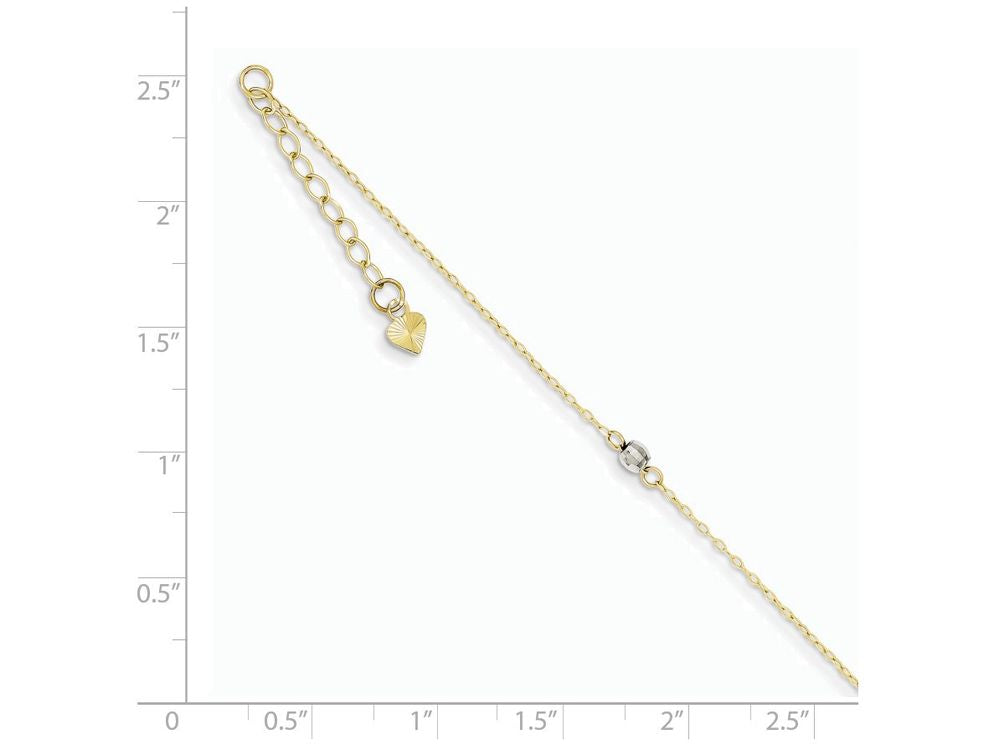 FJC Finejewelers 9 Inch 14 kt Two Tone Gold Mirror Bead Anklet (Smaller Ankles)