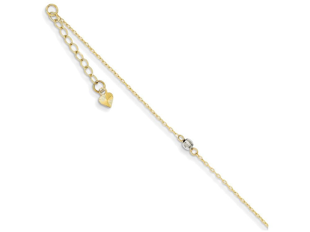 FJC Finejewelers 9 Inch 14 kt Two Tone Gold Mirror Bead Anklet (Smaller Ankles)