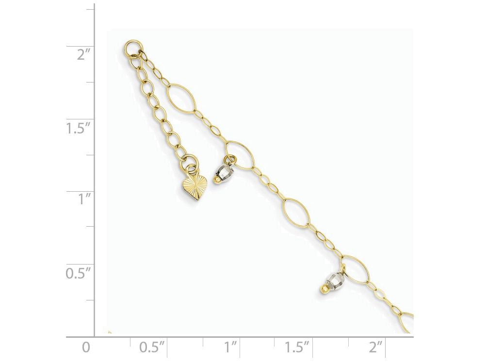 FJC Finejewelers 9 Inch 14 kt Two Tone Gold Mirror Beaded Anklet (Smaller Ankles)