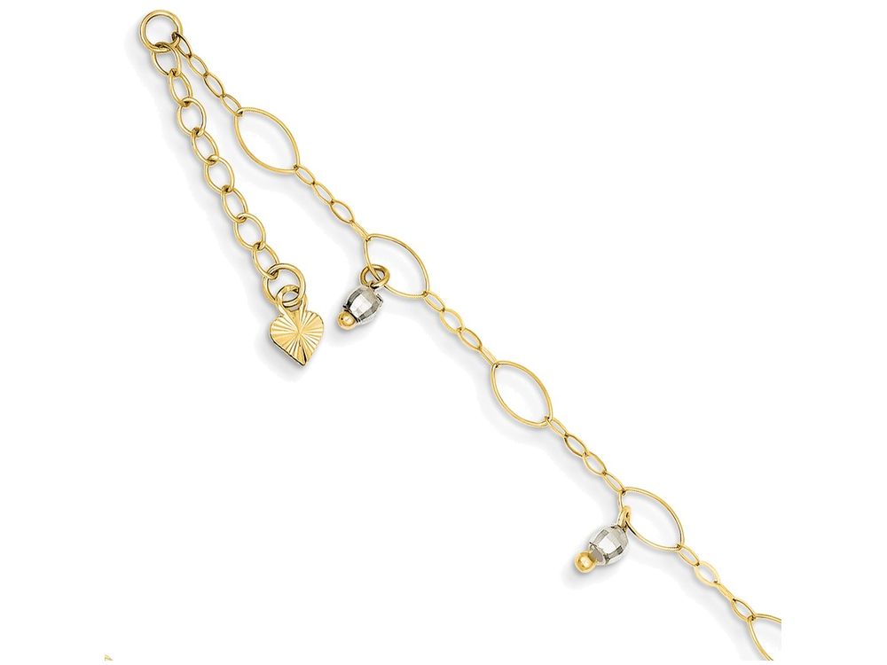 FJC Finejewelers 9 Inch 14 kt Two Tone Gold Mirror Beaded Anklet (Smaller Ankles)