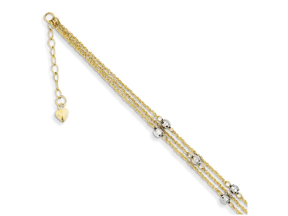 FJC Finejewelers 9 Inch 14 kt Two Tone Gold Triple Strand Anklet (Smaller Ankles)