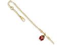 FJC Finejewelers 10 Inch 14k Yellow Gold Adjustable Enameled Ladybug Anklet