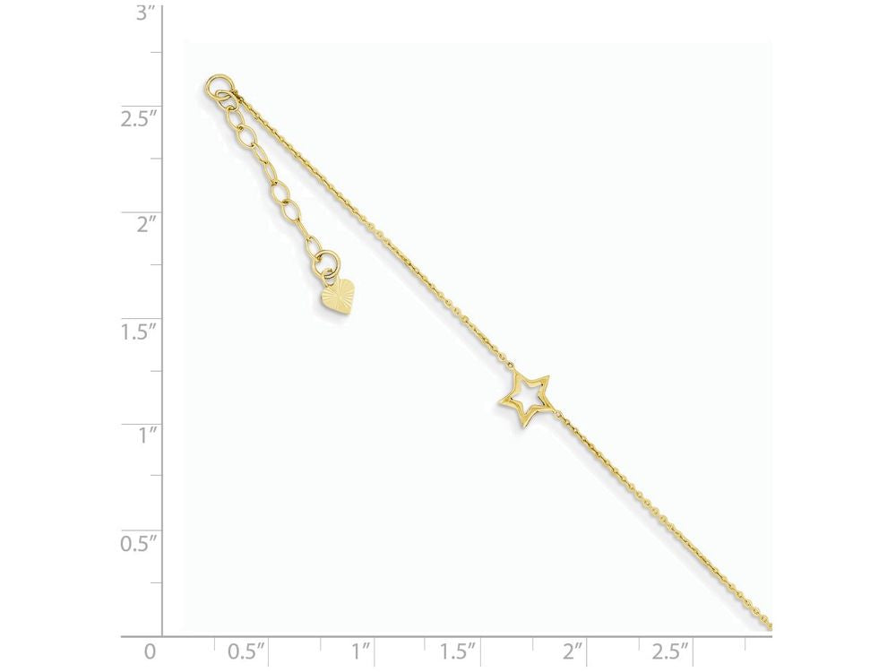 FJC Finejewelers 9 Inch 14k Yellow Gold Adjustable Star Anklet W/1 Extension