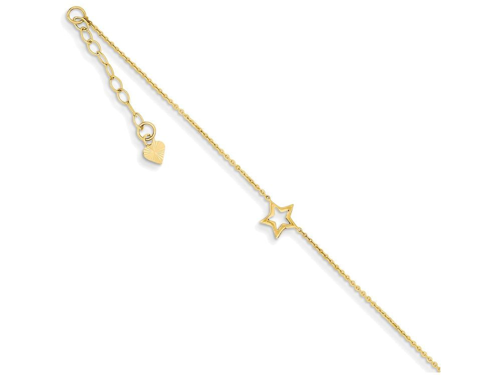 FJC Finejewelers 9 Inch 14k Yellow Gold Adjustable Star Anklet W/1 Extension