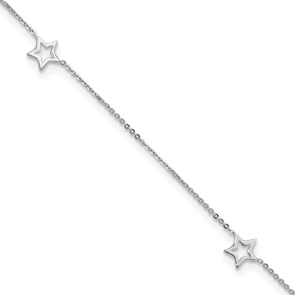 FJC Finejewelers 9 Inch 14k White Gold Adjustable Star Anklet (Smaller Ankles)