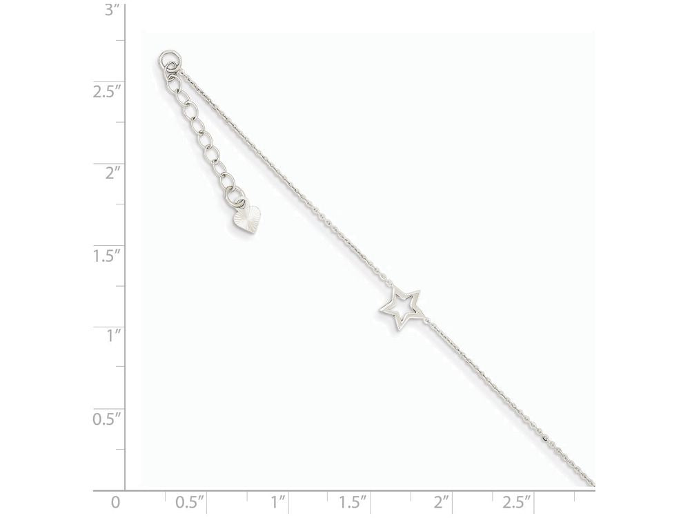 FJC Finejewelers 9 Inch 14k White Gold Adjustable Star Anklet (Smaller Ankles)