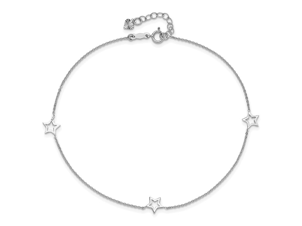 FJC Finejewelers 9 Inch 14k White Gold Adjustable Star Anklet (Smaller Ankles)