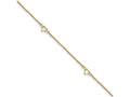 FJC Finejewelers 10 Inch 14k Yellow Gold bright-cut Hearts With 9in 1in Ext Anklet