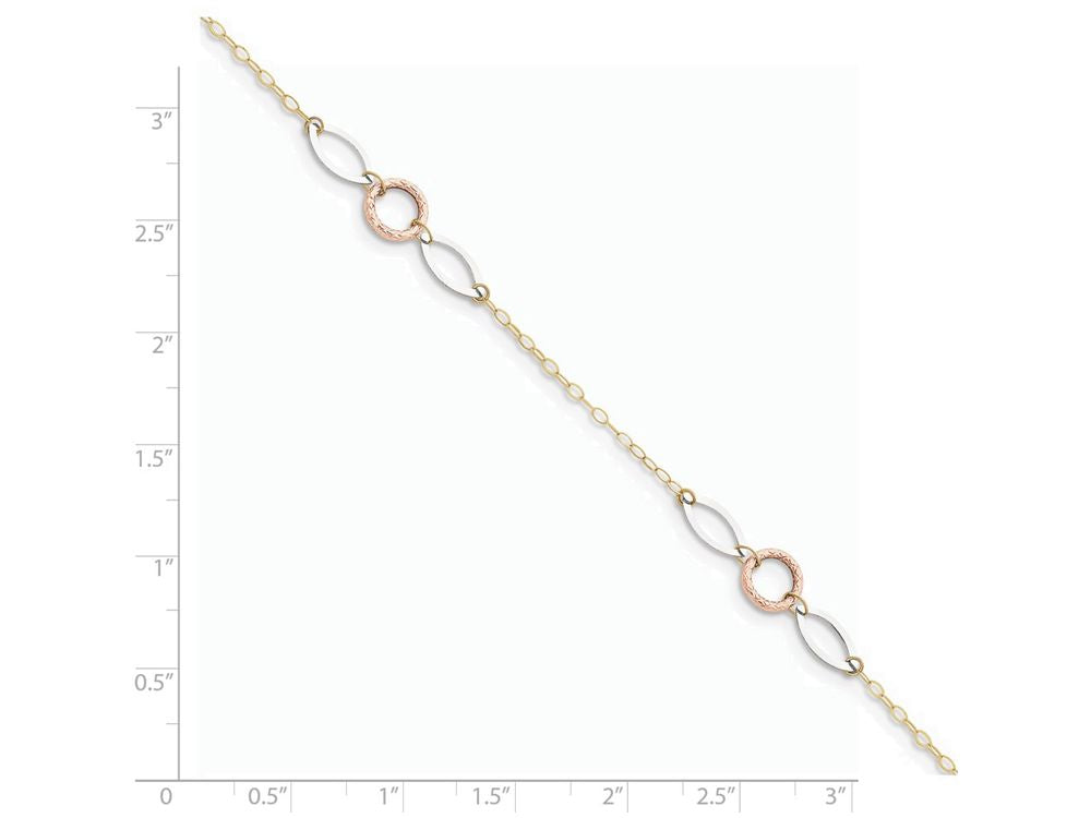 FJC Finejewelers 10 Inch 14 kt Tri Color Gold Circle and Oval 9in With 1in Ext Anklet