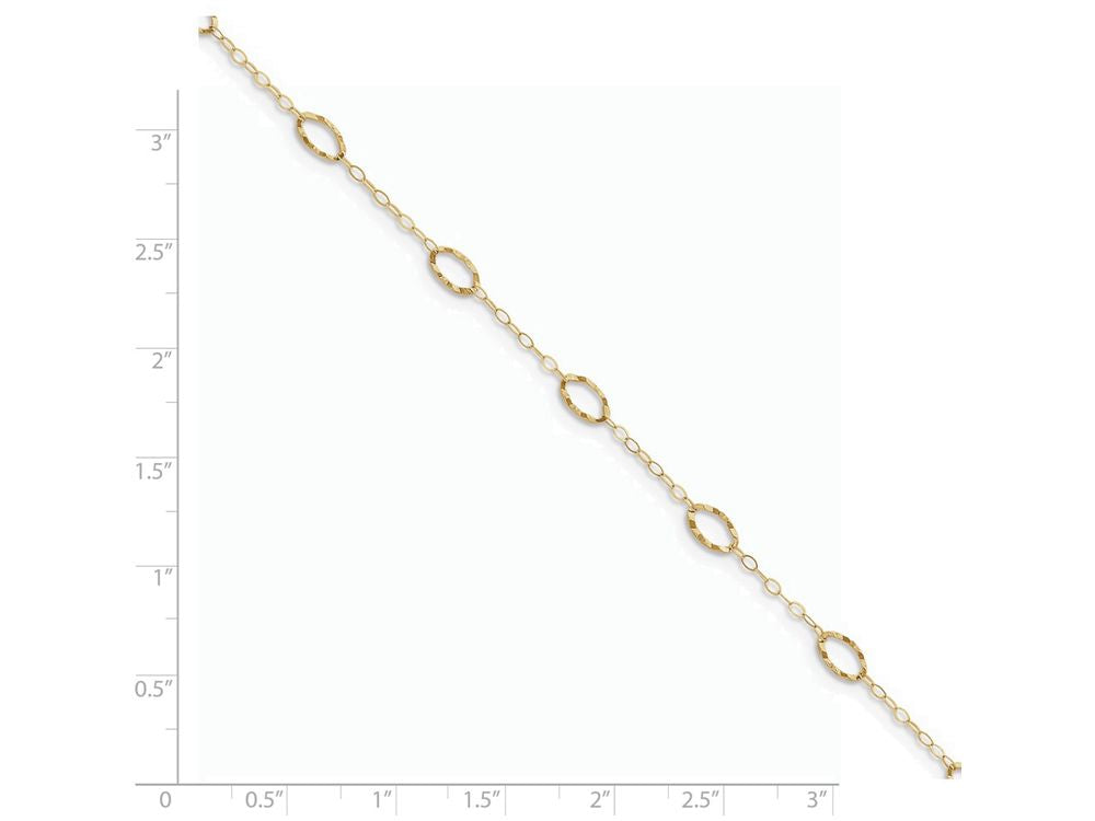 FJC Finejewelers 10 Inch 14k Yellow Gold Oval Shapes 9in With 1in Ext Anklet