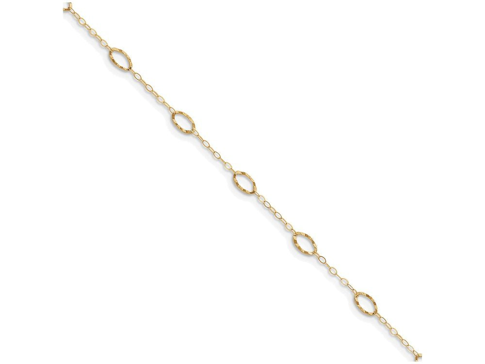 FJC Finejewelers 10 Inch 14k Yellow Gold Oval Shapes 9in With 1in Ext Anklet