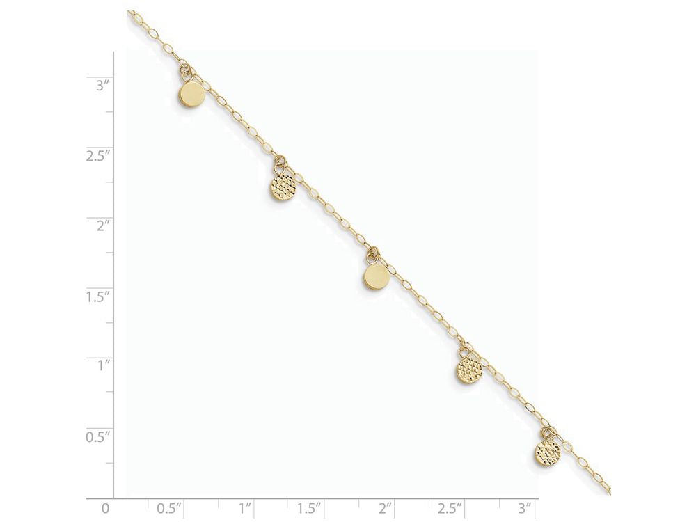 FJC Finejewelers 10 Inch 14k Yellow Gold Hollow Dangle Circle With 1in Ext Anklet