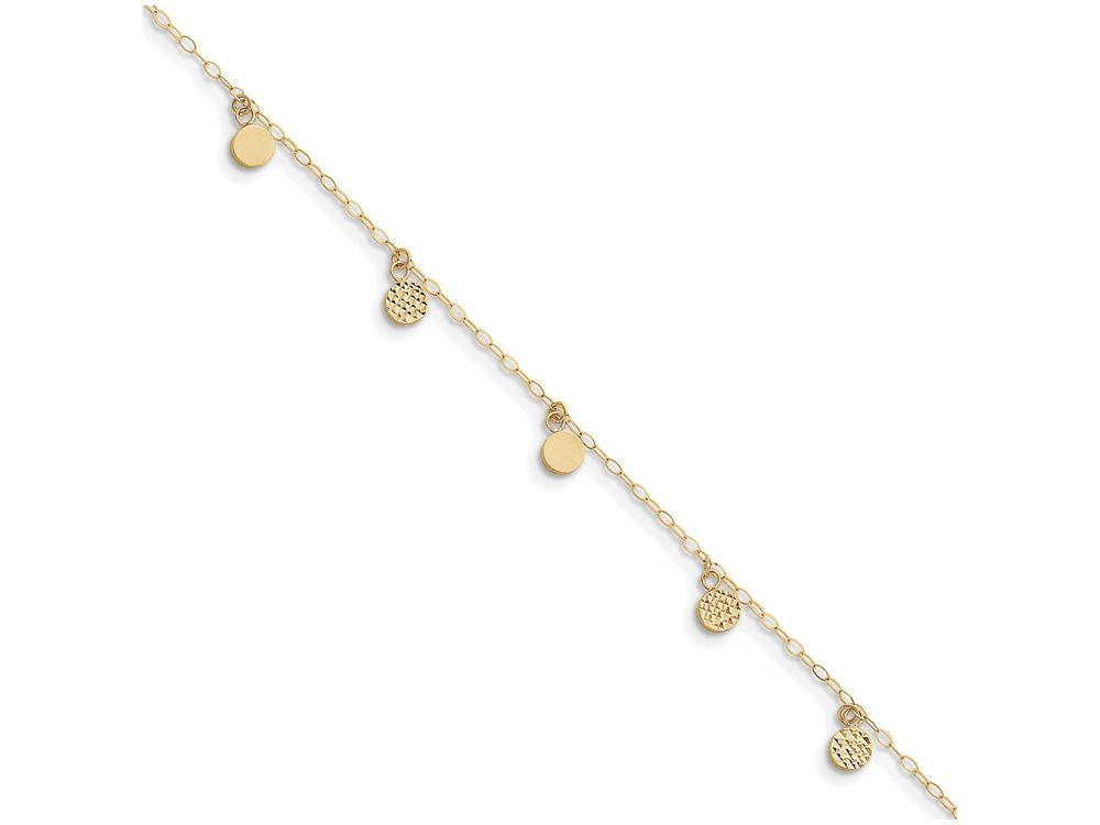 FJC Finejewelers 10 Inch 14k Yellow Gold Hollow Dangle Circle With 1in Ext Anklet