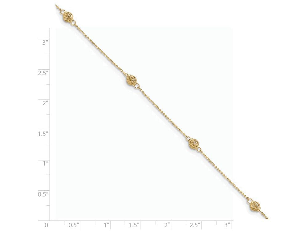 FJC Finejewelers 10 Inch 14k Yellow Gold Bead With 1in Ext Anklet
