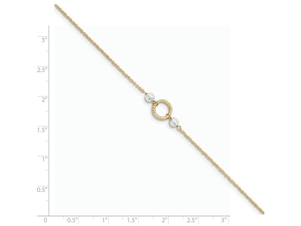 FJC Finejewelers 10 Inch 14 kt Two Tone Gold Circle and Bead 9in With 1in Ext Anklet