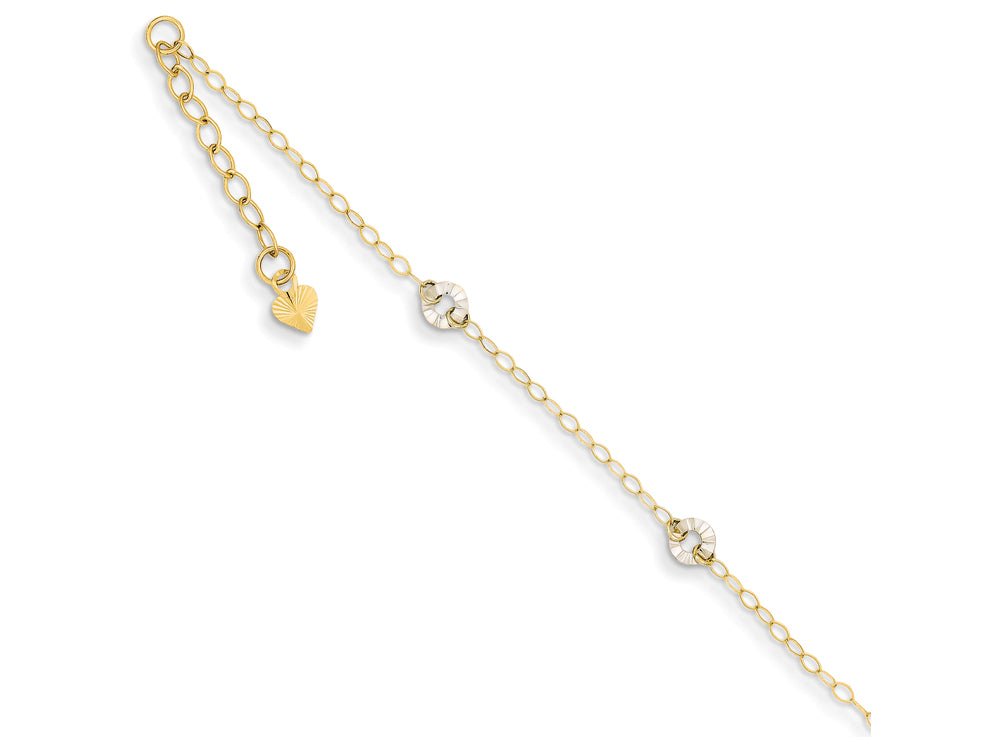 FJC Finejewelers 9 Inch 14 kt Two Tone Gold Oval Chain With Wavy Circles W/ 1in Ext Anklet