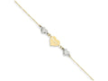 FJC Finejewelers 9 Inch 14 kt Two Tone Gold Ropa bright-cut Beads/puff Heart Love W/ 1in Ext Anklet