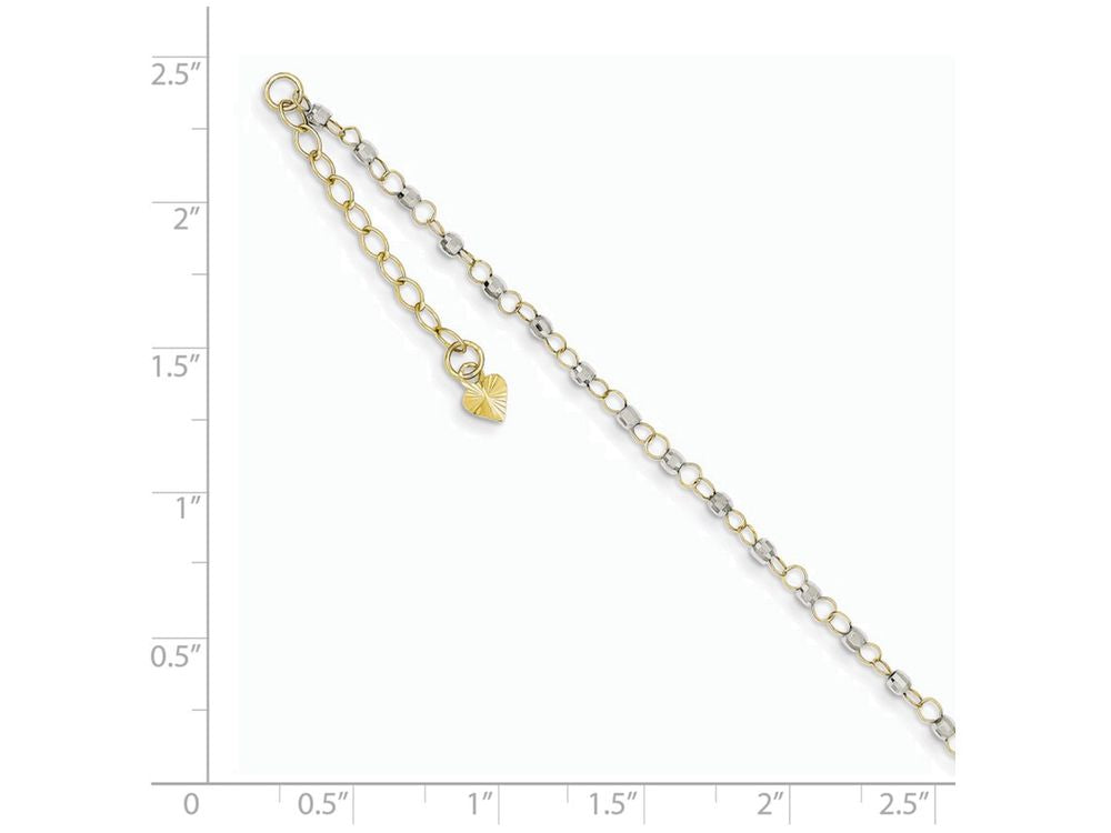 FJC Finejewelers 9 Inch 14 kt Two Tone Gold Circle Chain W/ Mirror Beads W/ 1in Ext Anklet