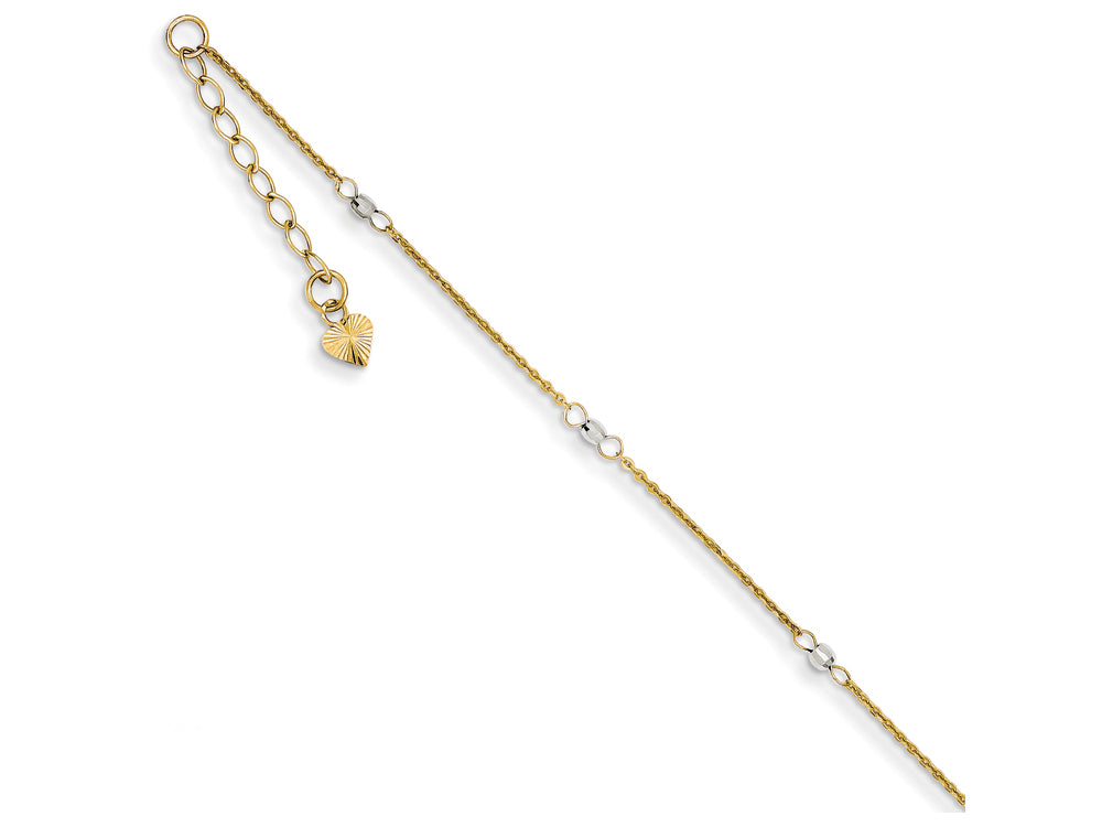 FJC Finejewelers 9 Inch 14 kt Two Tone Gold Cable Two-tone With Mirror Beads W/1in Ext Anklet