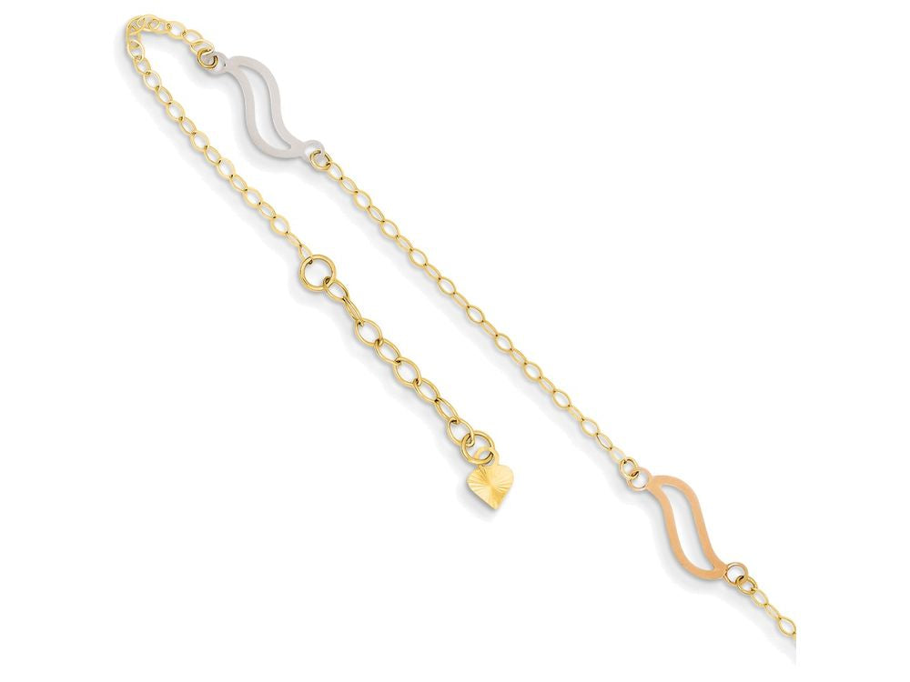 FJC Finejewelers 10 Inch 14 kt Tri Color Gold With Open S Links Anklet