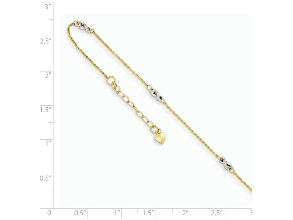 FJC Finejewelers 9 Inch 14 kt Two Tone Gold Cable Chain W/rope Chain W/ 1in Ext Anklet