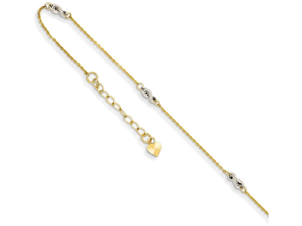 FJC Finejewelers 9 Inch 14 kt Two Tone Gold Cable Chain W/rope Chain W/ 1in Ext Anklet
